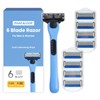 Phafaloop 6-Blade Men's Razor with Dual Lubrication, Shaving Kit for