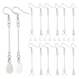 UNICRAFTALE Pack of 50 Earring Hooks 22 Gauge 62 mm Long Chain Earrings Accessories 304 Stainless Steel Earring Hooks with Clamp Metal DIY Earring Accessories Ear Hooks for Dangle Earrings Jewellery