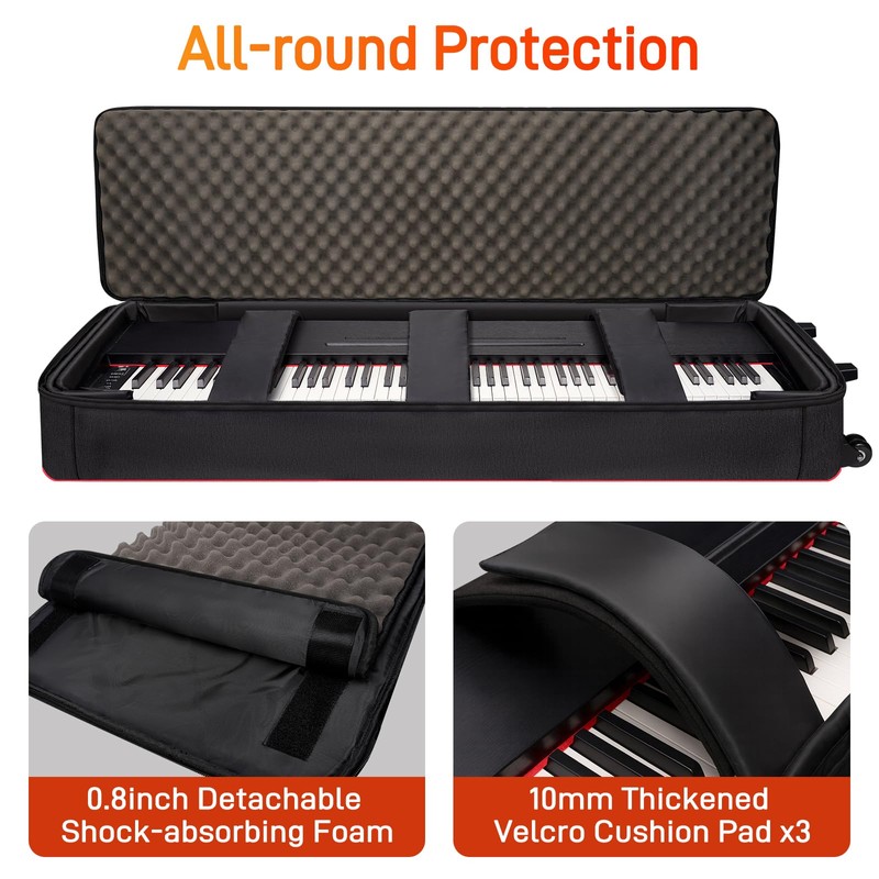 SNIGJAT 88 Key Keyboard Case with Wheels, Full Padded Piano