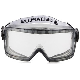 Delta Plus D0010 Clear Goggle Safety Glasses, Panoramic Screen, Wide Field of View, Compatible with Glasses, Polycarbonate Transparent Lens, PVC & Nylon Frame, Anti-Fog Treatment