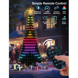 Super RGB 7Ft Ring Christmas Tree Lights, 400 LEDs Color Changing DIY Animated Christmas Tree Decor Lights with Smart App & Remote Control, Music Sync, Timer, Xmas Tree Light Show for Home Festival