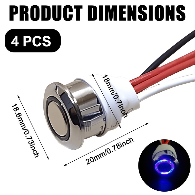 Pack of 4 5-24 V DC LED Touch Dimmer Switch,