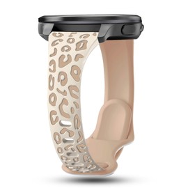 CUNUJIX Leopard Engraved Slim Silicone Watch Bands Compatible with Garmin Vivoactive 6/Vivoactive 5/Vivoactive 3/Venu/Venu Sq, 20mm Cute Thin Soft Strap Wristband for Garmin Forerunner 55/165/245/645