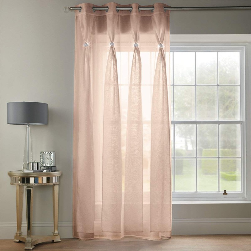 Alan Symonds Diana Dolly Diamante Ring Top Curtain Panel (White,
