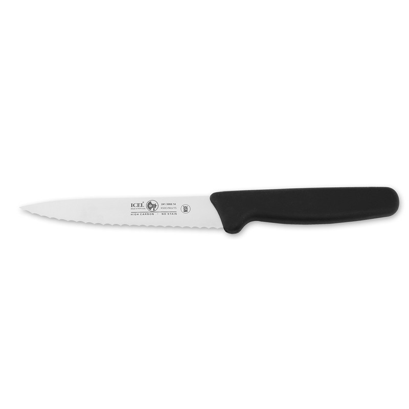 Icel Cutlery 5 1/2-inch Stiff Boning Knife, Extra Wide Serrated
