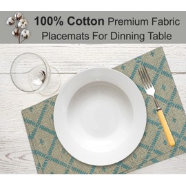 Ruvanti Placemats 100% Cotton 13x19 Inch, Dining Table Placemats Set of 6, Modern Place Mats for Dining Table Decor, Kitchen & Table Linens, Coffee Mat for Christmas Dinners - Linear