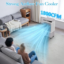 LifePlus Portable Windowless Air Conditioner Evaporative Air Cooler Swamp Cooler with 4 Ice Packs, 12H Timer, Remote Control, 3 Speed & 3 Modes Air Cooling Fan for Home, Bedroom, Office