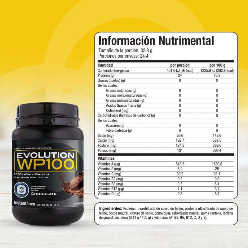 Evolution Proteina Suero De Leche Whey Wp100 800g Chocolate