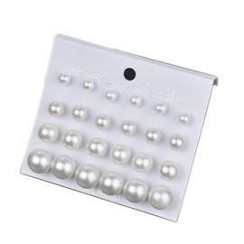 Pearl Earrings Studs for Women Girls, White Pearl CZ Earrings Bridal Simulated Pearl Rhinestone Pearl Stud Earrings Jewelry Set for Wedding Birthday Christmas 12 Pairs