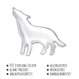 Monkimau Girls' Wolf Stud Earrings 925 Sterling Silver, Sterling Silver, Crystal