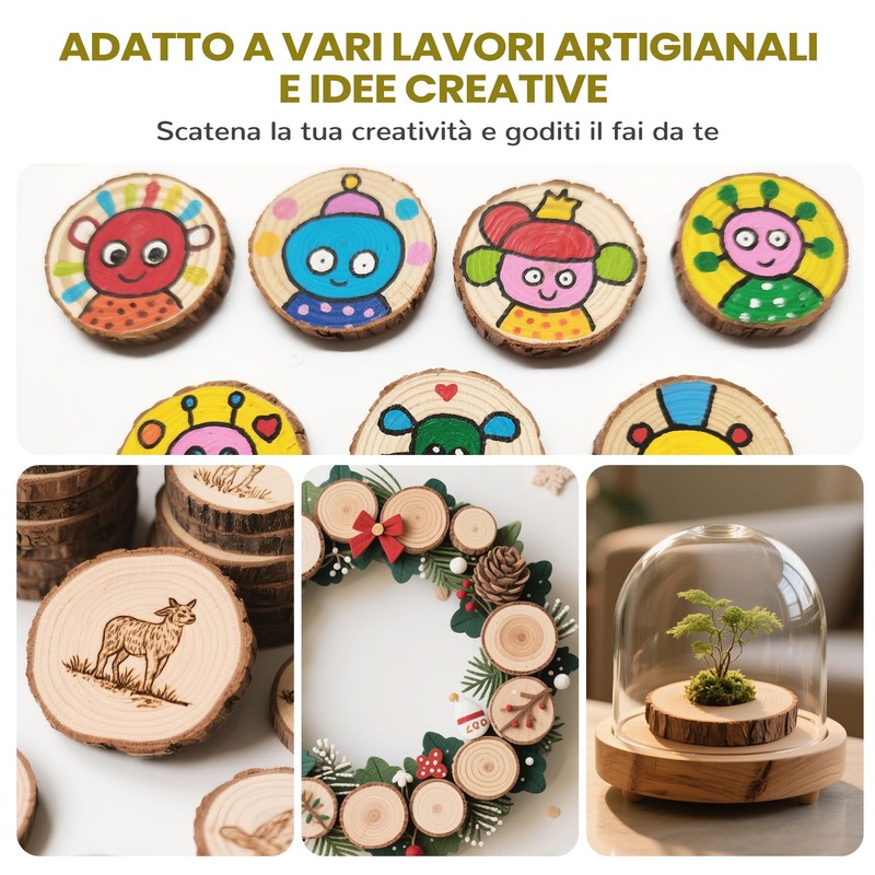 18 Dischi di Legno, Tronchetti da 7-8 cm per Decorazioni