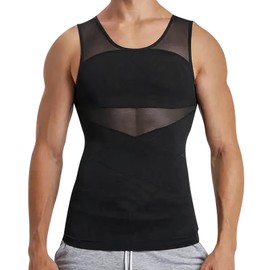 EAXGO Men's Compression Shirt, Eliminates Stomach Stomach, Sweat Absorbent, Quick Drying, Compression Wear, Compression Inner, Compression Tank Top, High Pressure, Nipples, Stretchy, Comfortable