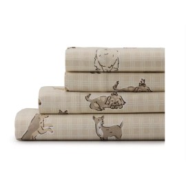 Cuddl Duds New Cuddl Duds KING size heavyweight flannel 4 piece sheet set Plaid Dogs