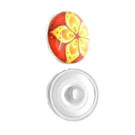 Red and Yellow Flower DesignGlass Chunk Charm Button Fits Chunk Bracelet 18mm for Noosa Style Bracelets