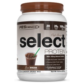 PEScience Select Cafe Protein Coffee Flavored Powder, Iced Mocha, 100mg Caffeine, 20g Iced Protein Coffee Powder or Creamer, 20 Servings