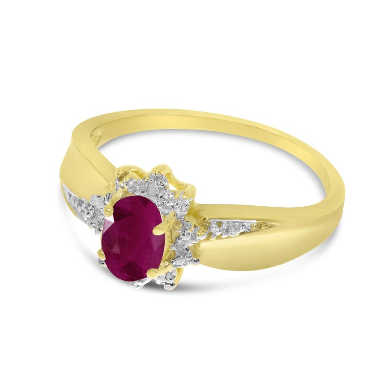 Direct-Jewelry 10k Yellow Gold Oval Ruby and Diamond Ring (Size
