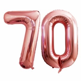 GOER Number 70 Balloons for 70th Birthday Party Decorations,42 Inch Jumbo Foil Helium Balloons for 70th Anniversary (Rose Gold)