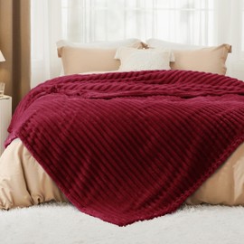 Bedsure Bedsure Deep Red Blanket for Couch - GentleSoft Cozy Soft Blankets for Women, Cute Small Throws for Girls, 90x90 Inches