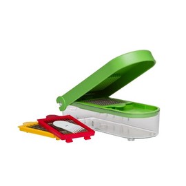 Prepworks by Progressive Dice and Slice Chopper, 3 Interchangeable Blades, Veggie Chopper, Fruit Chopper, Onion Chopper, Non-Skid Base, Multicolored, Pack of 1