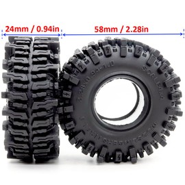HOBBYSOUL 1.0 Crawler Tires 58mm Tall 1.0'' Mud Slingers Super Soft Sticky Tyre for RC 1/24 SCX24 1/18 TRX4M Upgrades