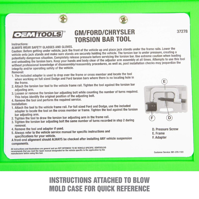 OEMTOOLS 37278 Torsion Bar Tool, Torsion Key Removal and Installation,