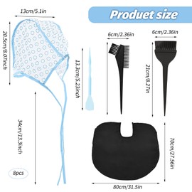 19pcs Hair Highlighting Caps, Highlight Hair Kit Highlight Cap Kit for Salon Hairdressing (Blue)