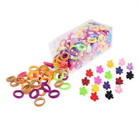 Kare & Kind 200 Hair Band Ties and 20 Mini Hair Claw Clip Pins- Assorted Colors - Cotton/Polyblend Material - Different Designs and Styles - For Girls, Toddlers, Babies, Infants - Ideal Gift