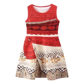 amxjxma Girls Hawaiian Adventure Princess Rooster Pig Costume Dress Kit Outfit Kids (9-10 Years, Red1)