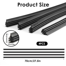 4Pcs 28" Wiper Blade Refills Windscreen Wiper Rubber Strips Universal Car Frameless Replacement Windshield Front Rear Wiper Blades Refills Parts for Most Auto Vehicle Vans Trucks Buses, Gray-black