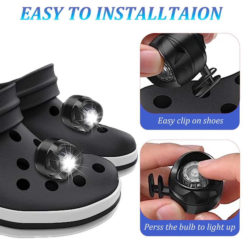 Headlights for Croc, Croc Lights for Shoes 2Pcs, Waterproof Shoes
