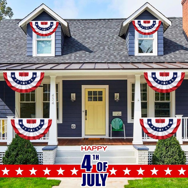 4 Pack USA Pleated Half Fan Bunting Flags, 1.5 x