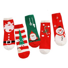 Baby Cotton Christmas Socks, Warm Socks Winter Thermal Cotton Crew Stockings for Boys Girls Kids Holiday Gift 1-3T