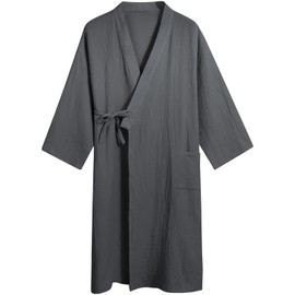 Pajamas, Men's, Men's, Bathrobe, Sleepwear, Japanese Style, Yukata, 100% Cotton, Room Wear, Nightgown, Front Opening, Double Gauze, Comfortable, Sweat Absorbent, Moisture Wicking, Loose Fit,