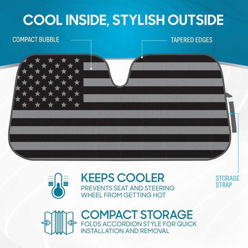 BDK USA 4th of July American Flag Black Curved Accordion