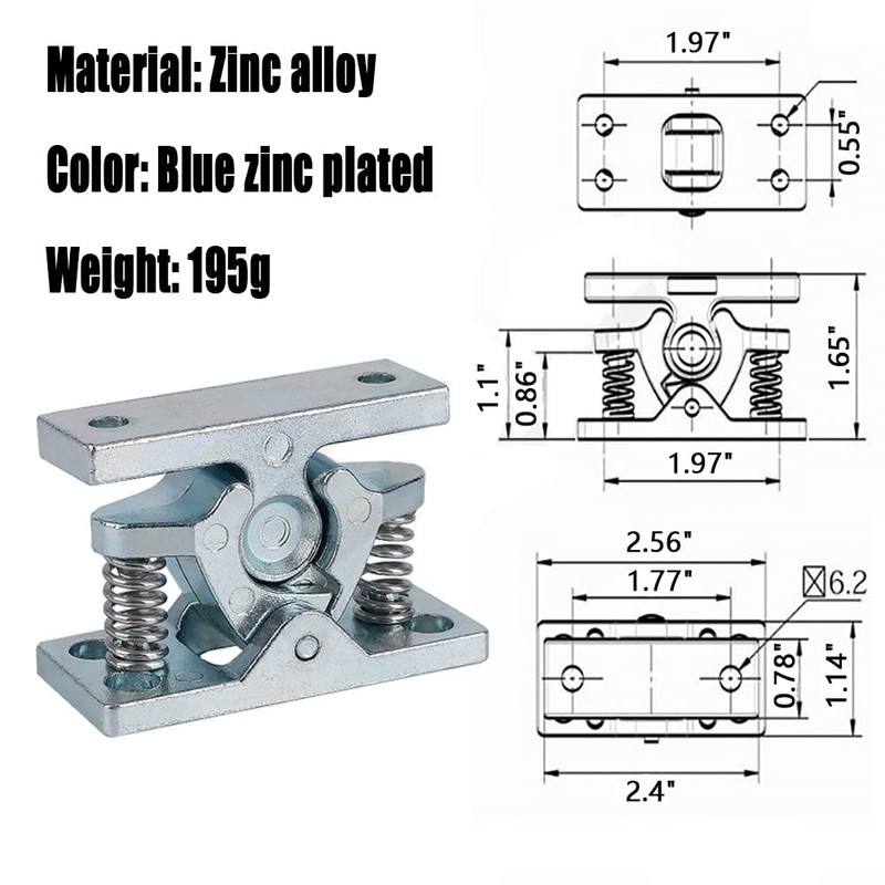 Sdjdhej Cabinet Double Roller Lock Buckle, 1 Pieces Zinc Alloy