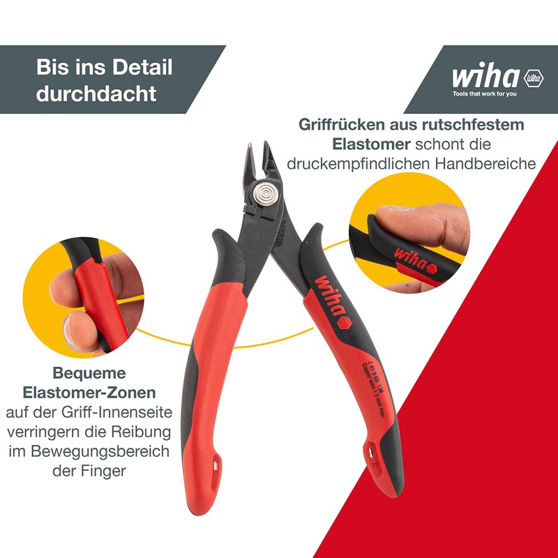 Wiha Z41613803SB" Electronic Side Cutter, Red/Black, 138 mm
