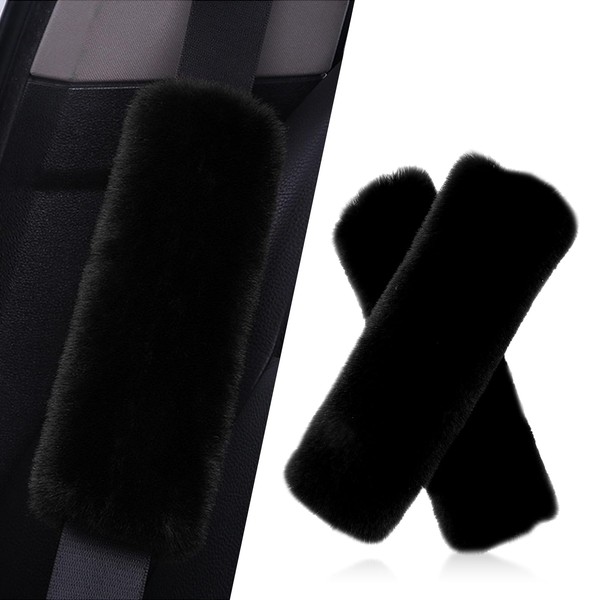 QODOLSI Pack-2 Car Seat Belt Pads, Fluffy Shoulder Pads, Self-Adhesive