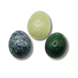 3 ARCHES USA Alabaster Eggs Set - 3pc Natural Stone Easter Decorations, 2" Handcrafted Marble Eggs for Table Centerpiece, Spring Home Decor & Holiday Presents, Veined Finish