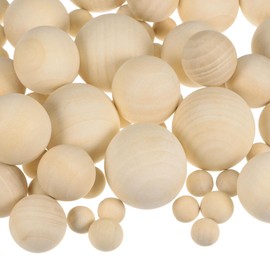 sourcing map 122pcs Assorted Sizes Wood Balls 10mm 12mm 20mm 25mm 30mm Unfinished Solid Wooden Spheres, Small Natural Craft Balls for DIY Craft Projects Art Ornaments