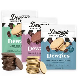 Dewzies Chocolate Layered Cookies Variety | Original Chocolate, Mint Chocolate, Double Chocolate | Bakery Fresh with Real Simple Ingredients | No Artificial Flavors or Synthetic Colors (Pack of 3)