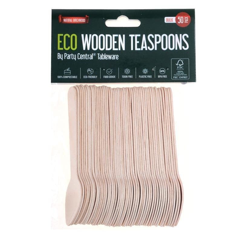 250PCS Wooden Cutlery Teaspoon Eco-Friendly 11cm Party Home Kitchen Utensil