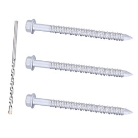 Bobibbi 1/4 x 2-1/4" 410 Stainless Steel Hex Head Tapcon Concrete Screw Anchor, for Anchoring to Masonry, Block or Brick (100Pcs)