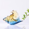 DOVDOV Hand Blown Glass Conch Statues, Blue and Amber Glass