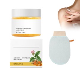 Hppsctink Kurkuma-Peeling, 50g Kurkuma Badesalz Körperpeeling und Peeling-Handschuhe, Sanfte, feuchtigkeitsspendende Körperreinigung, Versorgt die Haut mit Feuchtigkeit, cream
