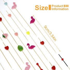 Pack of 100 Cocktail Sticks, Cocktail Sticks, Cocktail Decoration, Wooden Skewers, Toothpicks, Bamboo Cocktail Picks, Toothpicks with Cute Decoration for Party, Gift, Carnival, Birthday Party, black