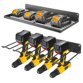 Power Tool Organizer Storage for Garage: Save Space With 2 Layers and 4 Drill Holder Power Tool Shelf - Gift for Dad and Husband