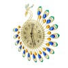 Iron Modern Wall Clock Large 3D Peacock Shape Non Ticking