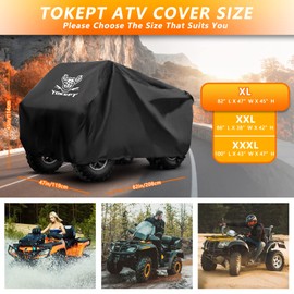 Tokept ATV Cover, Heavy Duty Black Waterproof Oxford Fabric Protective 4 Wheeler Quad Cover for 82" Kawasaki Honda Polaris Yamaha (82''L x 47''W x 45''H)
