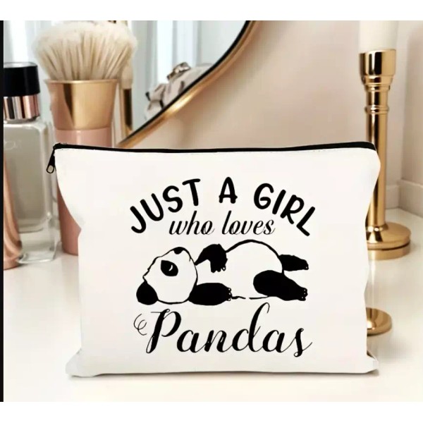 Cute Panda with Lettering Cosmetics Travel Bag with Zipper Pouch