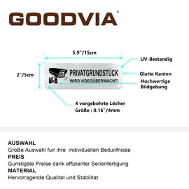 Goodvia This Area Is Video Surveillance Private Property Signs 15 x 5 cm Aluminium Sticker